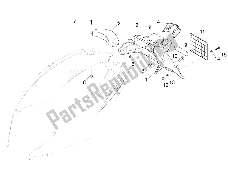 Todas las partes para Cubierta Trasera - Protector Contra Salpicaduras de Piaggio FLY 50 4T 4V 2012