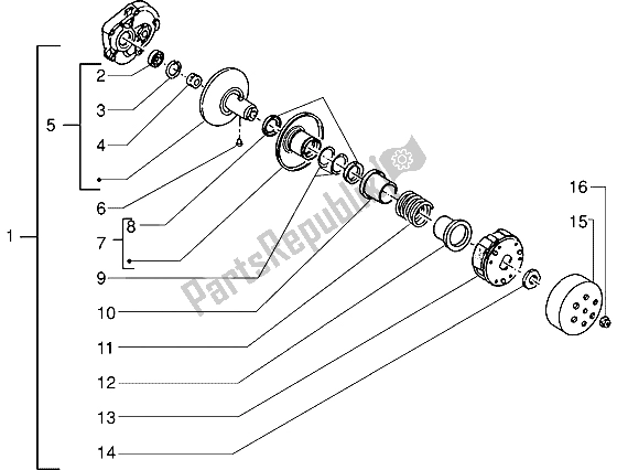 Tutte le parti per il Puleggia Condotta del Piaggio Sfera RST 50 1995