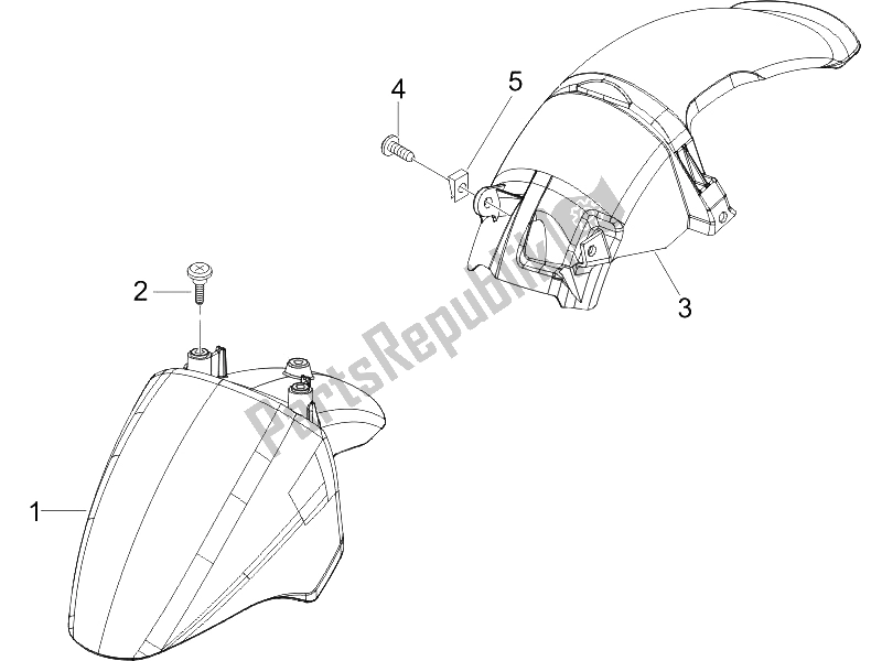 All parts for the Wheel Huosing - Mudguard of the Piaggio ZIP 100 4T 2006