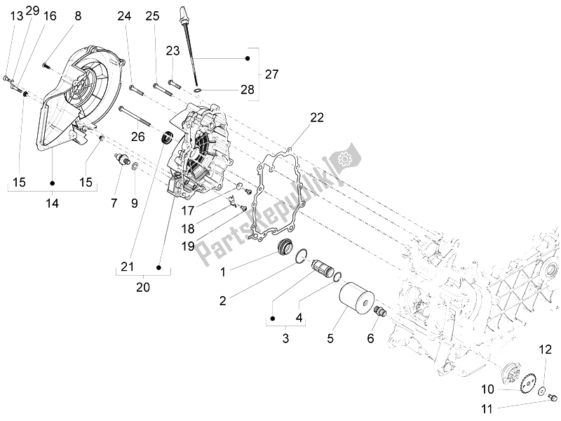 Tutte le parti per il Coperchio Magnete Volano - Filtro Olio del Piaggio Liberty 125 4T 3V IE E3 Vietnam 2014