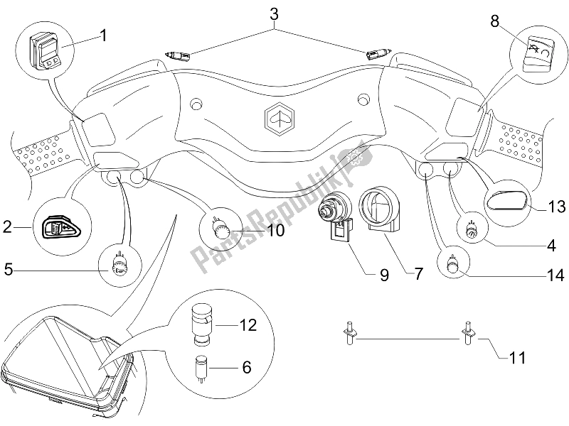 All parts for the Selectors - Switches - Buttons of the Piaggio X8 400 IE Euro 3 UK 2006