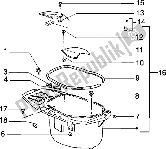 All parts for the Case Helmet of the Piaggio NRG MC3 50 2002