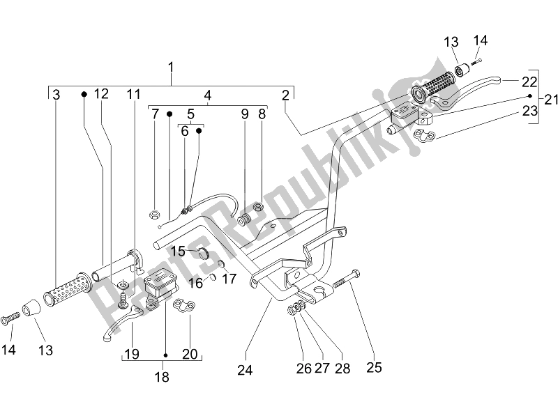 Todas as partes de Guiador - Master Cil. Do Piaggio X9 125 Evolution Euro 3 UK 2007