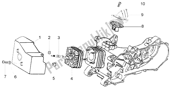 All parts for the Cylinder Head-cooling Hood-inlet And Induction Pipe of the Piaggio FLY 50 2T 2004