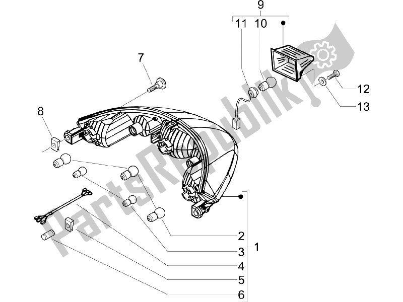 Todas las partes para Faros Traseros - Luces Intermitentes de Piaggio Beverly 250 IE Sport E3 2006