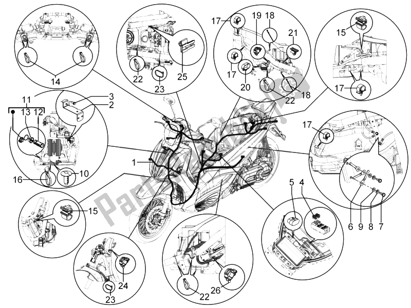 Todas las partes para Mazo De Cables Principal de Piaggio Beverly 300 RST S 4T 4V IE E3 2010