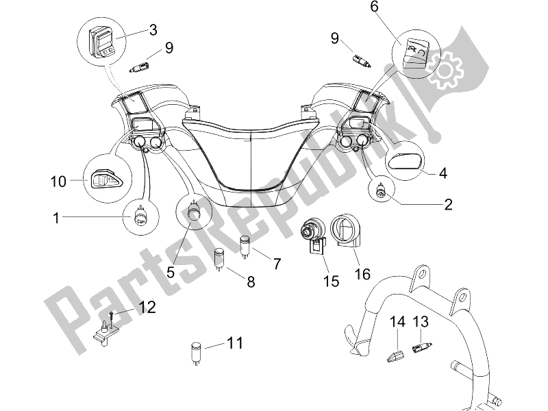 Toutes les pièces pour le Sélecteurs - Interrupteurs - Boutons du Piaggio X9 125 Evolution Potenziato UK 2006