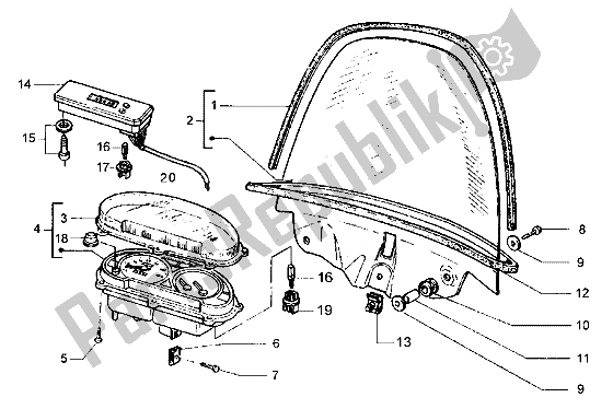Wszystkie części do Pr? Dko? Ciomierz (km) - Przednia Szyba Piaggio Hexagon GT 250 1998