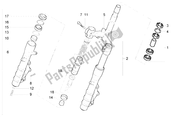 All parts for the Fork of the Piaggio X9 500 Evolution ABS 2004