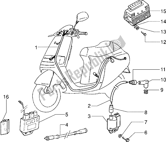 Tutte le parti per il Dispositivi Elettrici (4) del Piaggio Skipperr 150 1996