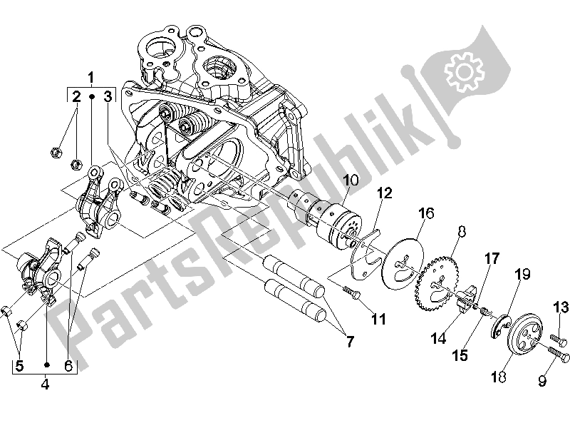 Toutes les pièces pour le Leviers à Bascule Support Unité du Piaggio BV 250 USA 2006