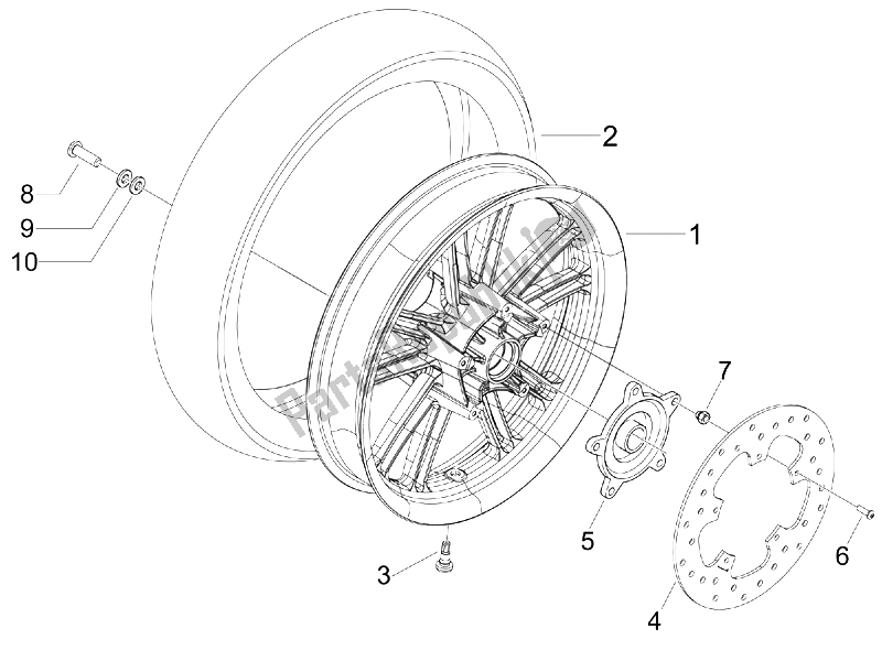 Toutes les pièces pour le Roue Arrière du Piaggio BV 250 Tourer USA 2008