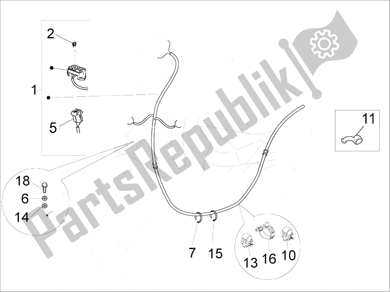 Tutte le parti per il Cablaggio Principale del Piaggio FLY 50 4T 2V 25 30 KMH 2012