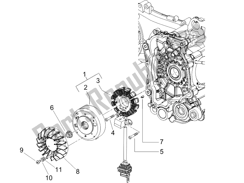 Toutes les pièces pour le Volant Magnéto du Piaggio FLY 125 4T 2007