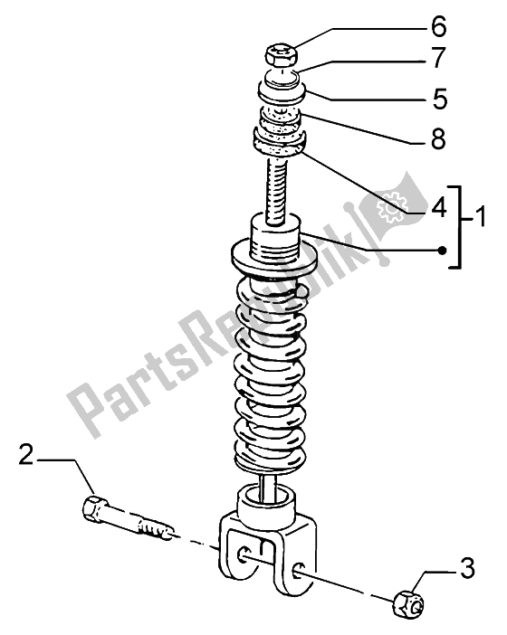 All parts for the Rear Damper of the Piaggio NRG Purejet 50 2003