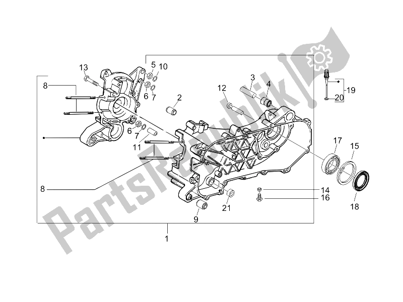 Toutes les pièces pour le Carter du Piaggio ZIP 50 SP Euro 2 2006