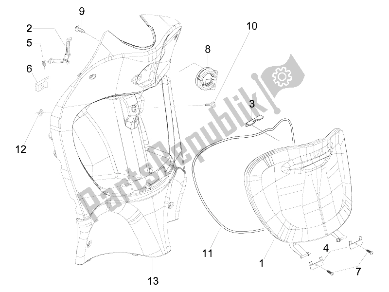 Toutes les pièces pour le Boîte à Gants Avant - Panneau De Protection Des Genoux du Piaggio Liberty 50 2T UK 2007