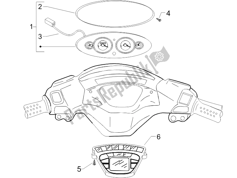 Tutte le parti per il Quadro Strumenti-quadro Comandi del Piaggio X9 500 Evolution 2006