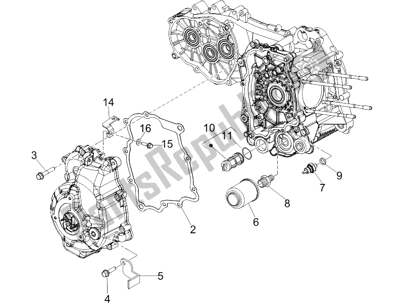 Tutte le parti per il Coperchio Magnete Volano - Filtro Olio del Piaggio X8 250 IE UK 2005