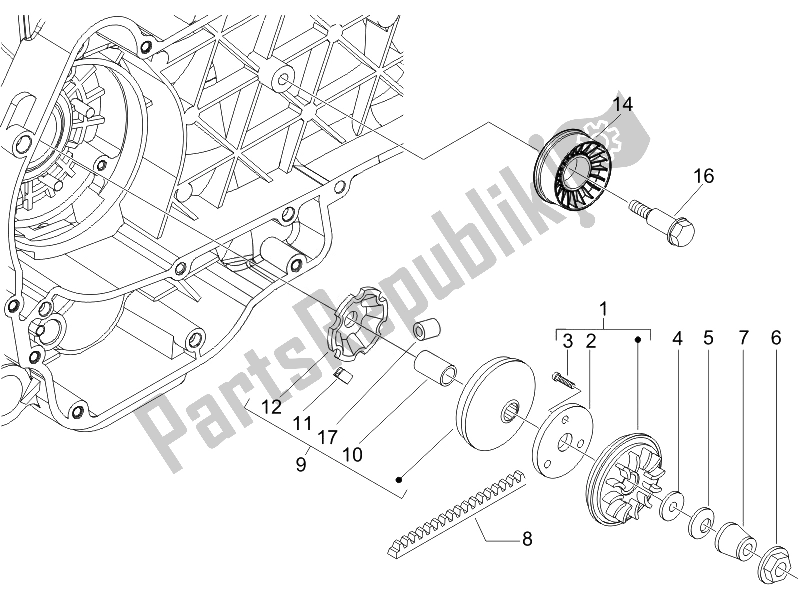 Todas las partes para Polea Motriz de Piaggio Beverly 125 E3 2007