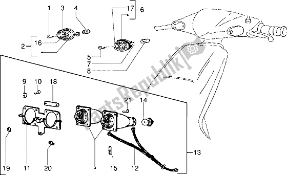 All parts for the Headlamp of the Piaggio NRG 50 1995