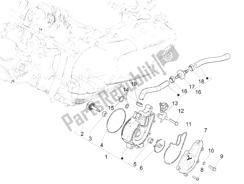 Toutes les pièces pour le Pompe De Refroidissement du Piaggio Medley 125 4T IE ABS 2016