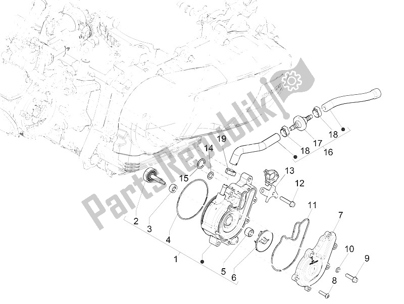 Toutes les pièces pour le Pompe De Refroidissement du Piaggio Medley 125 4T IE ABS Vietnam 2016