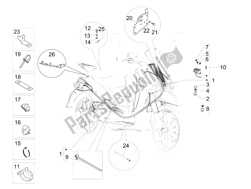 Toutes les pièces pour le Faisceau De Câbles Principal du Piaggio Liberty 150 4T 3V IE LEM 2014