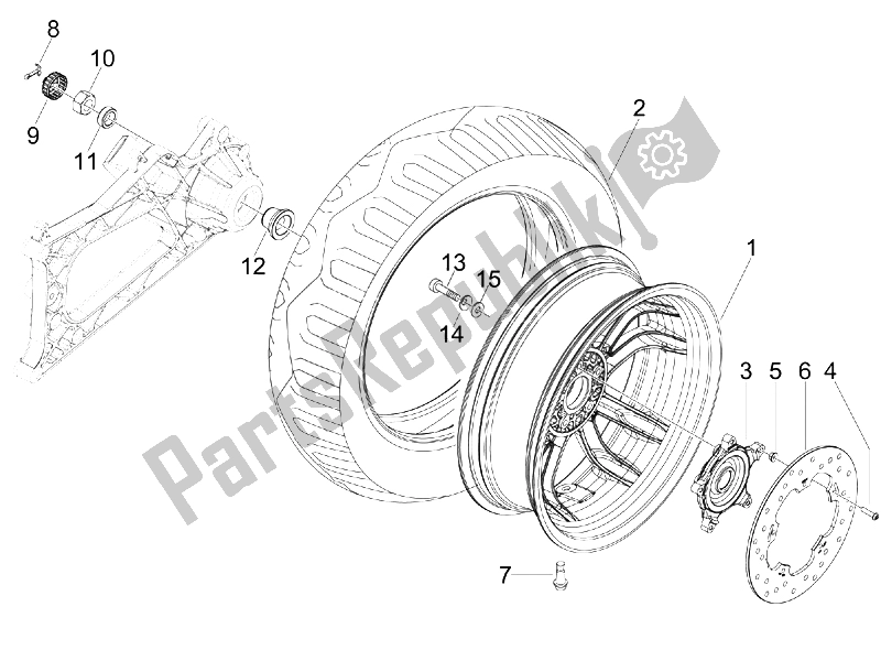 Todas las partes para Rueda Trasera de Piaggio MP3 400 IE MIC USA 2009