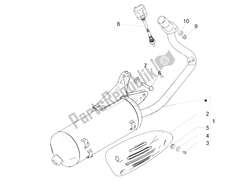 All parts for the Silencer of the Piaggio FLY 150 4T E2 E3 Vietnam 2012