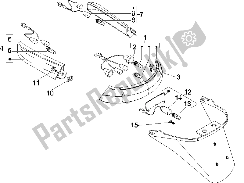 All parts for the Rear Headlamps - Turn Signal Lamps of the Piaggio X8 125 Street Euro 2 2006