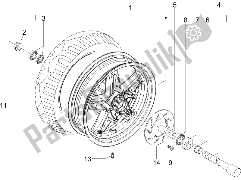 All parts for the Front Wheel of the Piaggio X EVO 400 Euro 3 2007