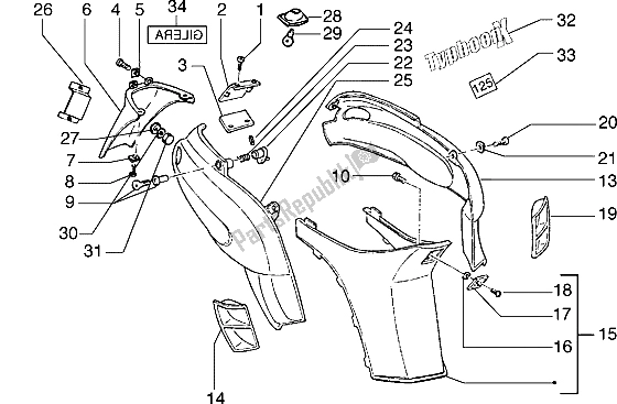 Tutte le parti per il Coperture Laterali del Piaggio Typhoon 125 X 2000