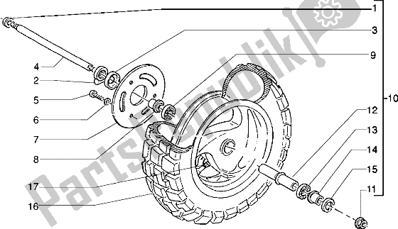 All parts for the Front Wheel of the Piaggio Typhoon 50 XR 2000