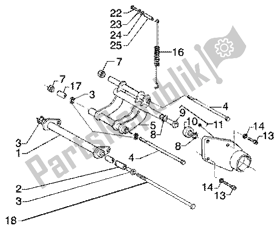 All parts for the Swinging Arm of the Piaggio Super Hexagon GTX 125 2003