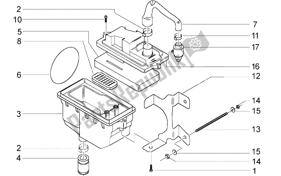 All parts for the Box Secondary Air of the Piaggio Ciao 50 2002