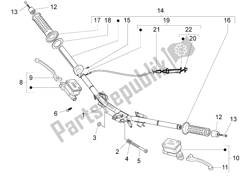 All parts for the Handlebars - Master Cil. Of the Piaggio NRG Power Pure JET 50 2010