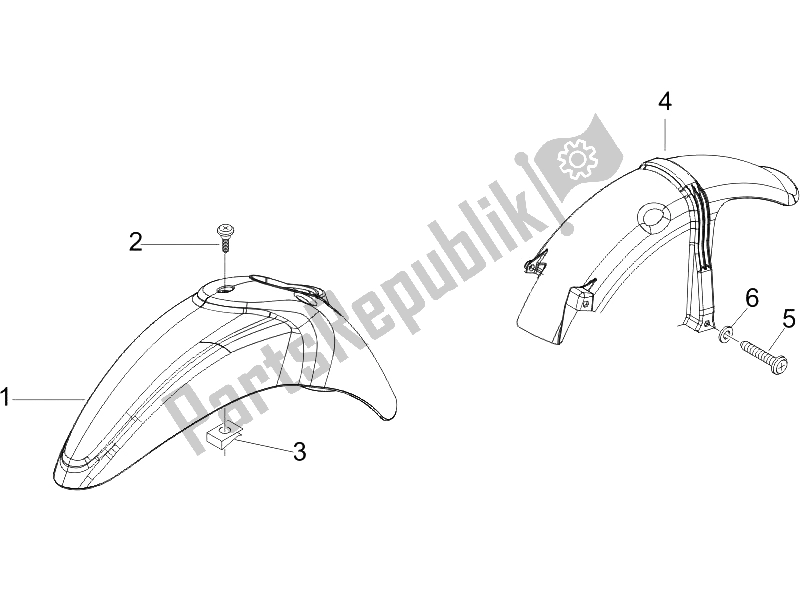 All parts for the Wheel Huosing - Mudguard of the Piaggio Liberty 150 4T E3 2008