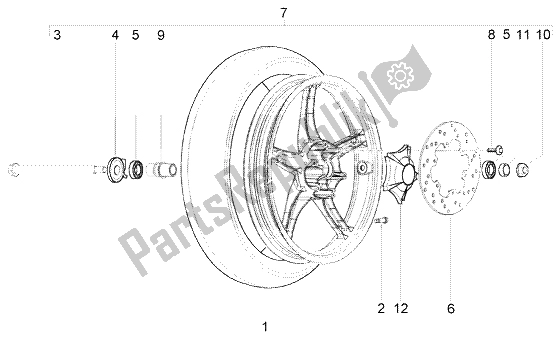 All parts for the Front Wheel of the Piaggio Liberty 50 2T RST 2004