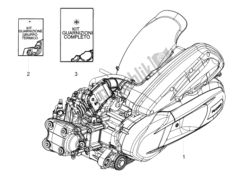 Toutes les pièces pour le Moteur, Assemblage du Piaggio BV 350 4T 4V IE E3 ABS USA 2015