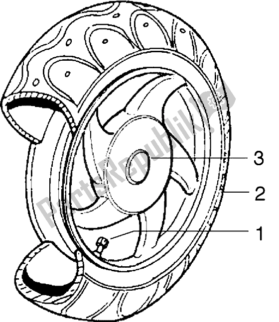 All parts for the Rear Wheel of the Piaggio ZIP SP 50 1996