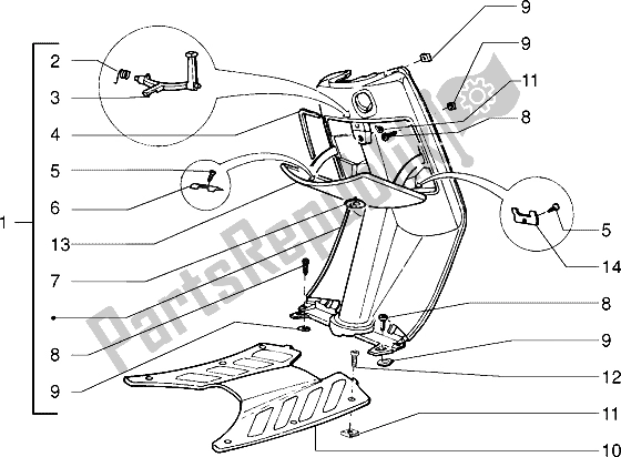 Tutte le parti per il Vano Portaoggetti Anteriore del Piaggio Sfera RST 80 1994