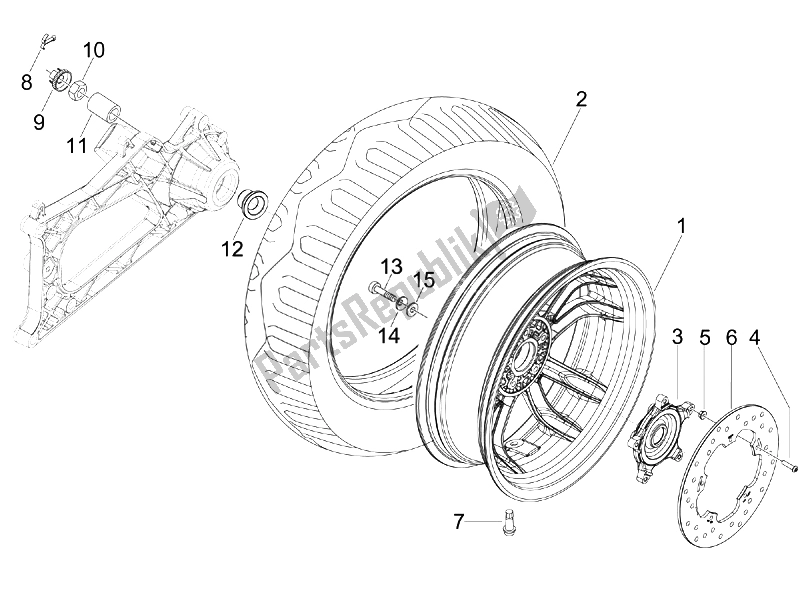 Toutes les pièces pour le Roue Arrière du Piaggio MP3 400 IE 2007