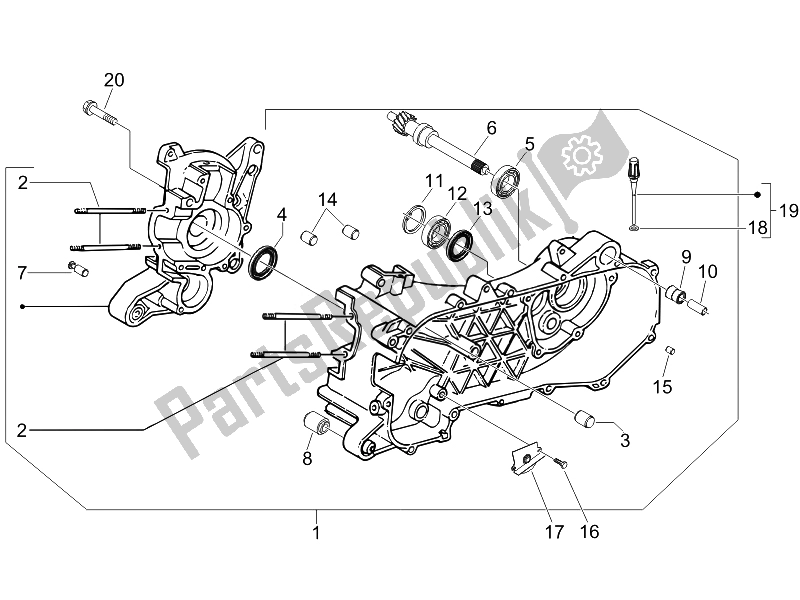 Todas las partes para Caja Del Cigüeñal de Piaggio FLY 50 4T USA 2007