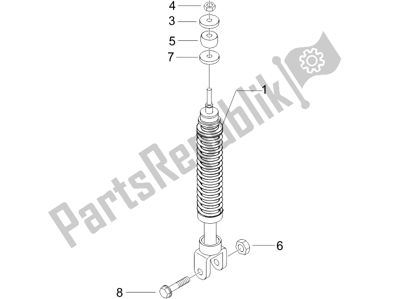 All parts for the Rear Suspension - Shock Absorber/s of the Piaggio Typhoon 50 Serie Speciale 2007