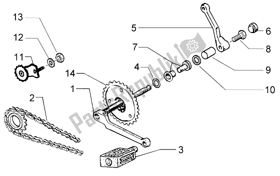 All parts for the Crank Spindle of the Piaggio Ciao 50 1996