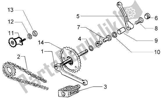 All parts for the Crank Spindle of the Piaggio Ciao 50 1996