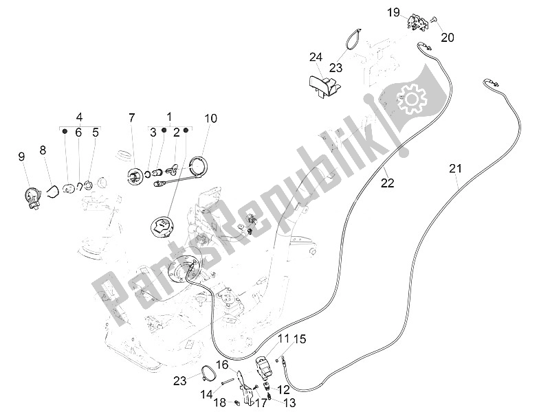 Tutte le parti per il Serrature del Piaggio Medley 150 4T IE ABS EU 2016
