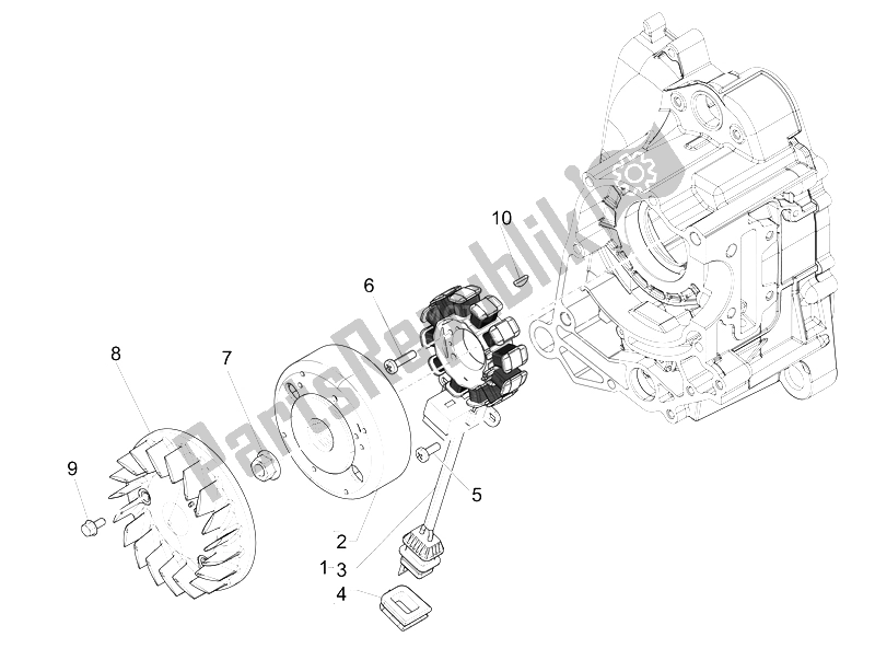 All parts for the Flywheel Magneto of the Piaggio Liberty 50 4T PTT 2009