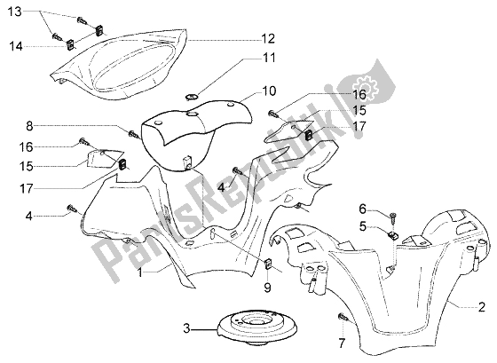 Tutte le parti per il Rivestimenti Per Manubrio del Piaggio X8 125 2004